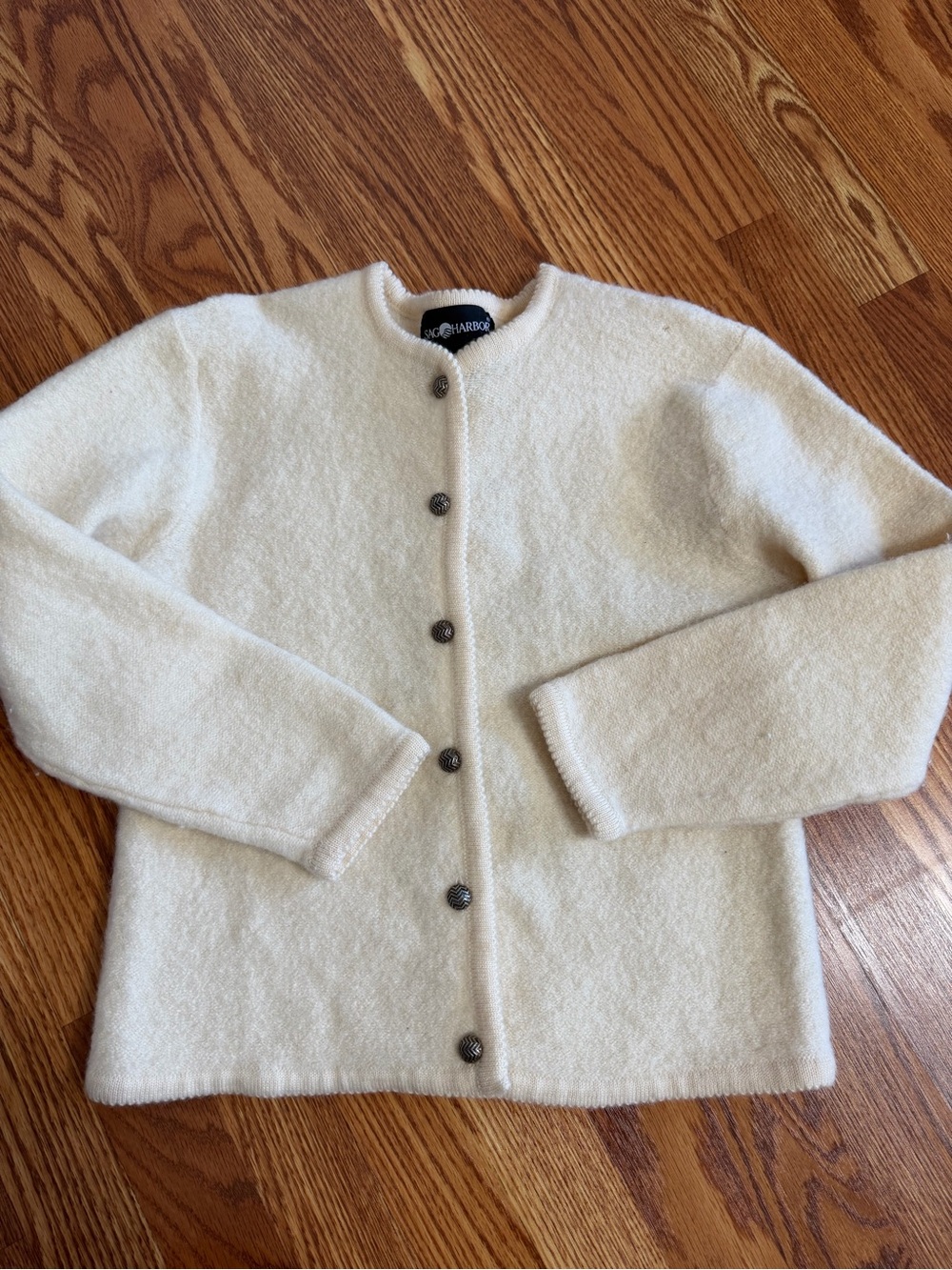 VTG Sag Harbor Women’s M 100% Wool Cream Cardigan Sweater Vintage Button Front
